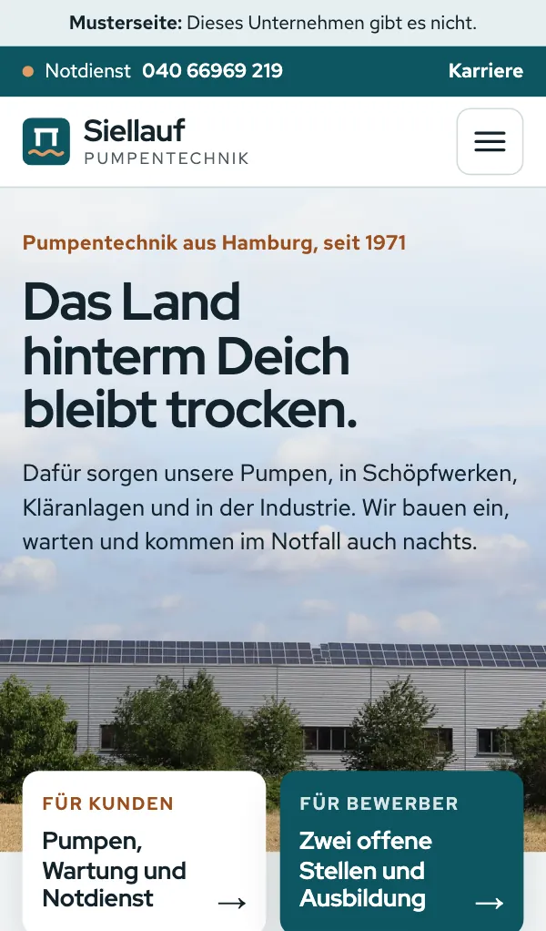 Dieselbe Musterseite am Handy